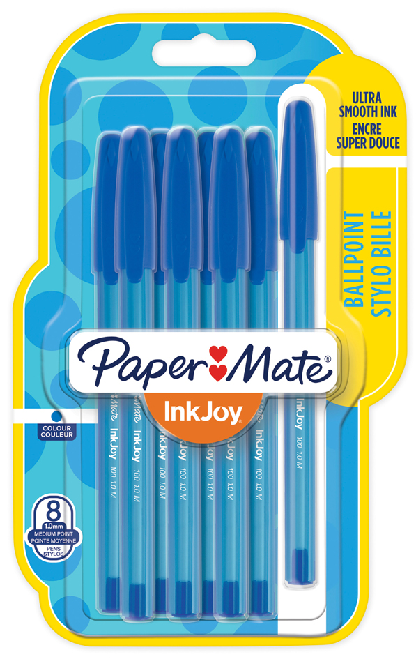 Paper:Mate Kugelschreiber InkJoy 100, 8er Blister, blau von PAPER:MATE