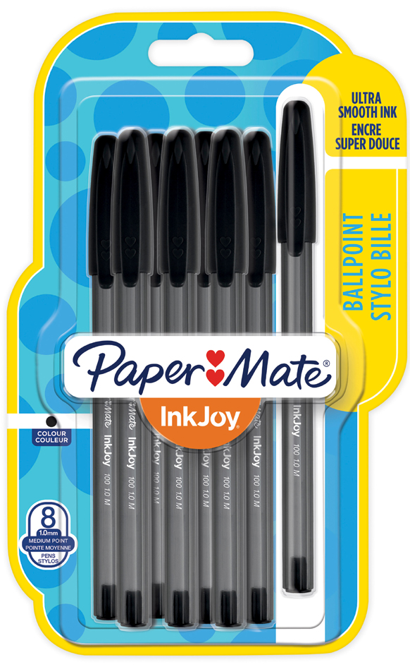 Paper:Mate Kugelschreiber InkJoy 100, 8er Blister, schwarz von PAPER:MATE