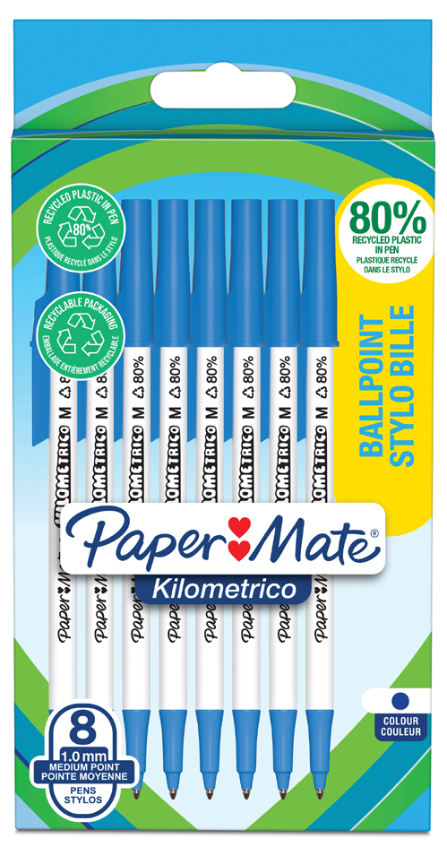 Paper:Mate Kugelschreiber Kilometrico, blau, 8er Blister von PAPER:MATE