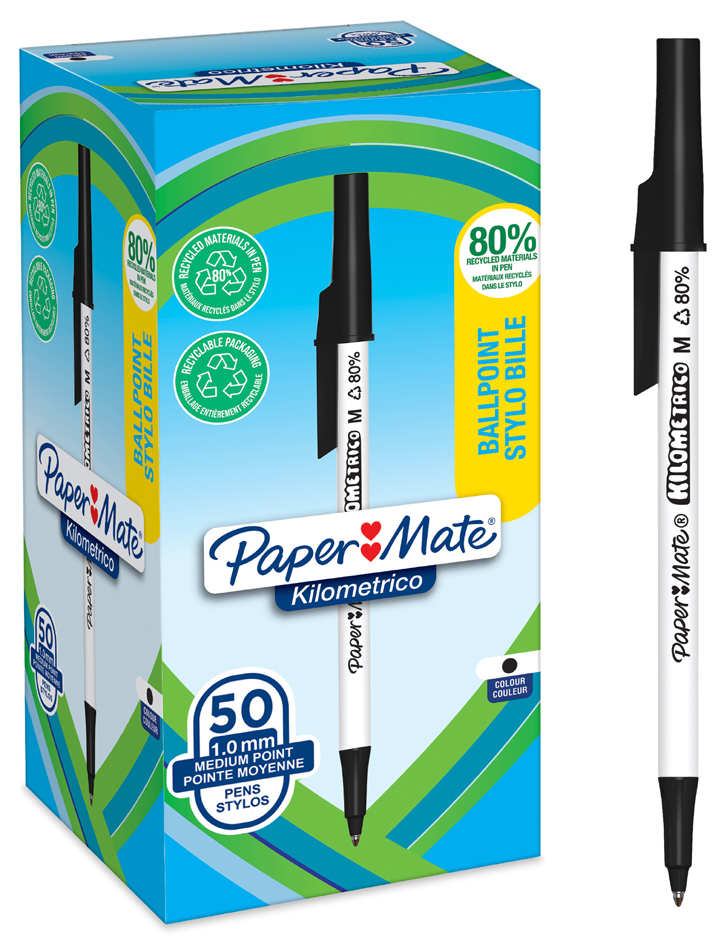 Paper:Mate Kugelschreiber Kilometrico, schwarz, 50er Box von PAPER:MATE