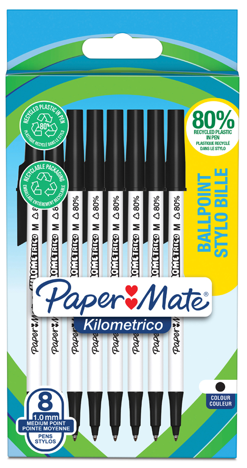 Paper:Mate Kugelschreiber Kilometrico, schwarz, 8er Blister von PAPER:MATE