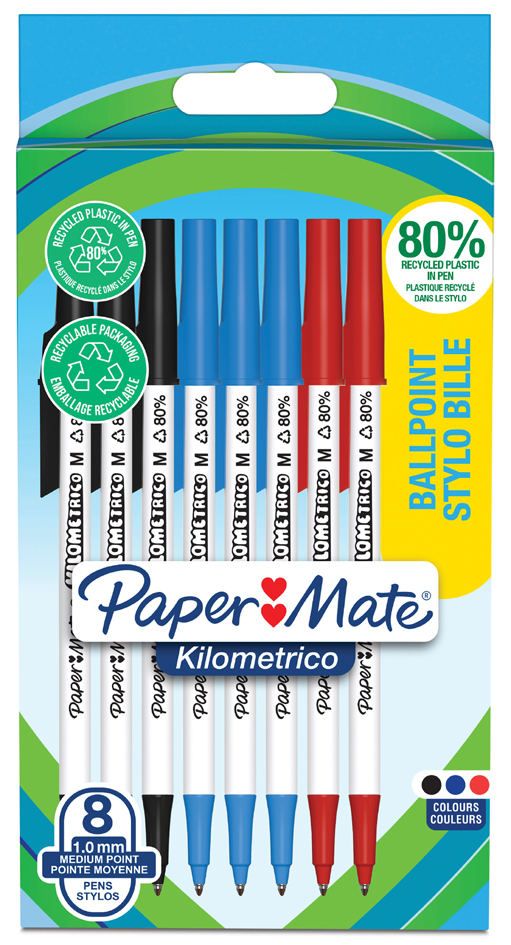 Paper:Mate Kugelschreiber Kilometrico, sortiert, 8er Blister von PAPER:MATE