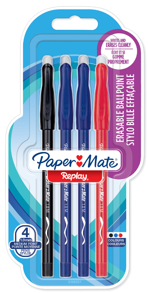 Paper:Mate Kugelschreiber Replay, 4er Blister von PAPER:MATE