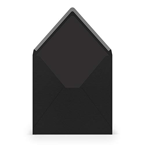 PAPERADO 10 Briefumschläge quadratisch Schwarz gerippt - 100 g/m² Kuvert Ohne Fenster 16,4 x 16,4 cm - Hochzeits Umschläge mit Nassklebung spitzer Klappe von PAPERADO