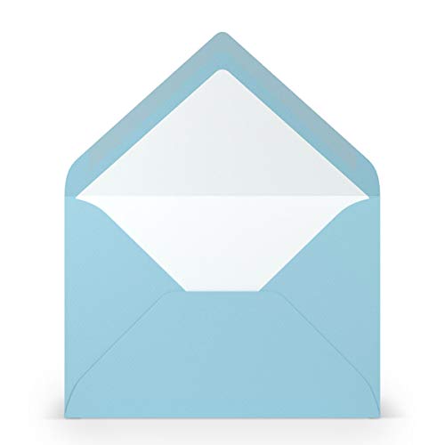 PAPERADO 100 Briefumschläge DIN B6 Aqua gerippt Hell-Blau - 100 g/m² Kuvert Ohne Fenster 17,8 x 12,5 cm - Umschläge mit Nassklebung spitze Klappe von PAPERADO