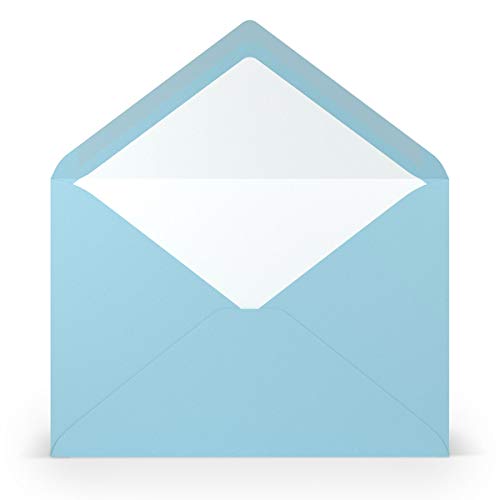 PAPERADO 100 Briefumschläge DIN C5 Aqua gerippt Hell-Blau - 100 g/m² Kuvert Ohne Fenster 15,7 x 22,5 cm - Umschläge mit Nassklebung spitzer Klappe von PAPERADO
