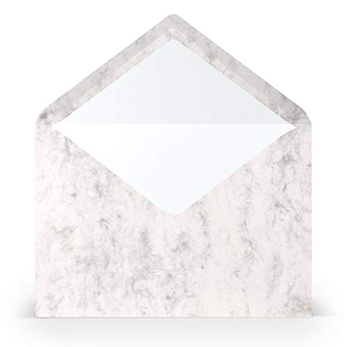 PAPERADO 100 Briefumschläge DIN C5 Grau Mamora Marmor Weiß - 100 g/m² Kuvert Ohne Fenster 15,7 x 22,5 cm - Umschläge mit Nassklebung spitzer Klappe von PAPERADO