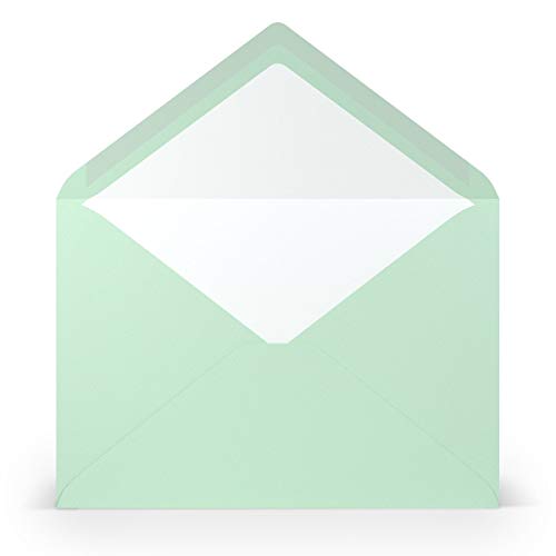 PAPERADO 100 Briefumschläge DIN C5 Mint gerippt Eukalyptus Hell-Grün - 100 g/m² Kuvert Ohne Fenster 15,7 x 22,5 cm - Umschläge mit Nassklebung spitzer Klappe von PAPERADO