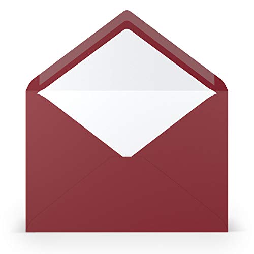 PAPERADO 100 Briefumschläge DIN C5 Rosso gerippt Dunkel-Rot - 100 g/m² Kuvert Ohne Fenster 15,7 x 22,5 cm - Umschläge mit Nassklebung spitzer Klappe von PAPERADO