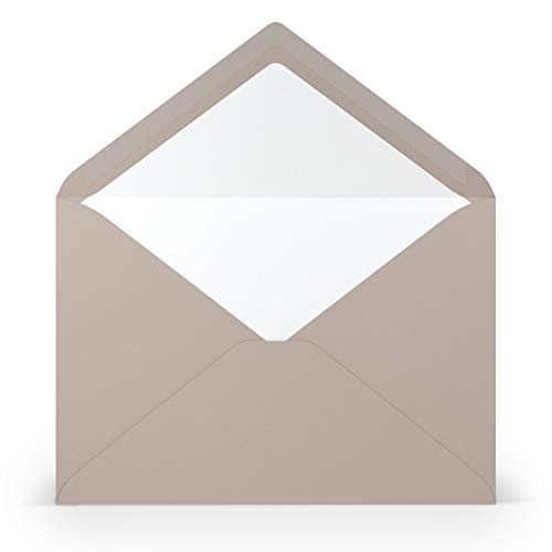 PAPERADO 100 Briefumschläge DIN C5 Taupe gerippt Hell-Braun Schlamm - 100 g/m² Kuvert Ohne Fenster 15,7 x 22,5 cm - Umschläge mit Nassklebung spitzer Klappe von PAPERADO