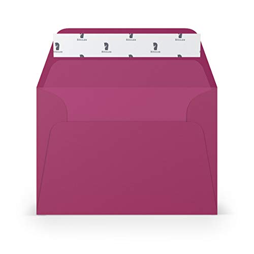 PAPERADO 100 Briefumschläge DIN C6 Haftklebung mit Seidenfutter Amarena gerippt Magenta Violett - 100 g/m² Kuvert ohne Fenster 11,4 x 16,2 cm - Umschläge mit breiter Verschlussklappe von PAPERADO