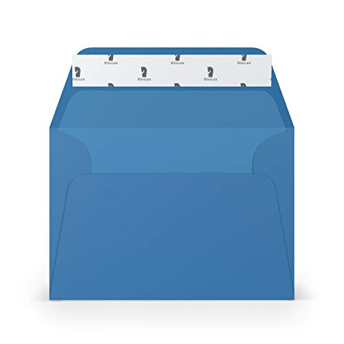 PAPERADO 100 Briefumschläge DIN C6 Haftklebung mit Seidenfutter Stahlblau gerippt Royal-Blau - 100 g/m² Kuvert ohne Fenster 11,4 x 16,2 cm - Umschläge mit breiter Verschlussklappe von PAPERADO