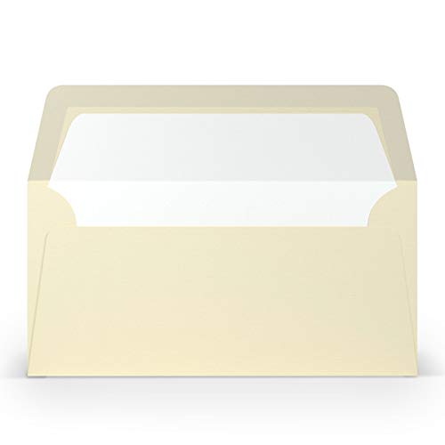 PAPERADO 100 Briefumschläge DIN lang/DL - Chamois gerippt Creme Beige - 100 g/m² Kuvert ohne Fenster 22 x 11 cm - Umschläge mit Nassklebung gerader Klappe von PAPERADO