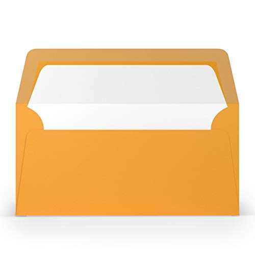 PAPERADO 100 Briefumschläge DIN lang/DL - Ocker gerippt Orange - 100 g/m² Kuvert ohne Fenster 22 x 11 cm - Umschläge mit Nassklebung gerader Klappe von PAPERADO