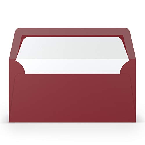 PAPERADO 100 Briefumschläge DIN lang/DL - Rosso gerippt Dunkel-Rot - 100 g/m² Kuvert ohne Fenster 22 x 11 cm - Umschläge mit Nassklebung gerader Klappe von PAPERADO
