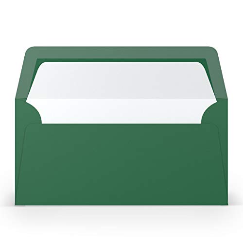 PAPERADO 100 Briefumschläge DIN lang/DL - Tannengrün gerippt Dunkel-Grün - 100 g/m² Kuvert ohne Fenster 22 x 11 cm - Umschläge mit Nassklebung gerader Klappe von PAPERADO