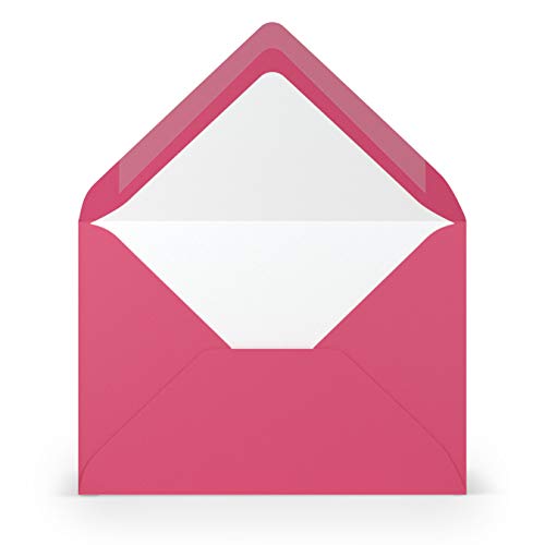 PAPERADO 100 Briefumschläge Fuchsia gerippt Magenta Pink - 100 g/m² Kuvert Ohne Fenster 11,4 x 16,2 cm - Umschläge mit Nassklebung spitze Klappe von PAPERADO