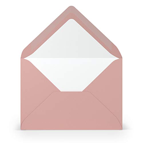 PAPERADO 100 Briefumschläge Rose gerippt Alt-Rosa - 100 g/m² Kuvert Ohne Fenster 11,4 x 16,2 cm - Umschläge mit Nassklebung spitze Klappe von PAPERADO
