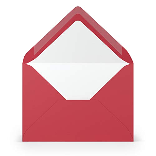 PAPERADO 100 Briefumschläge Rot gerippt - 100 g/m² Kuvert Ohne Fenster 11,4 x 16,2 cm - Umschläge mit Nassklebung spitze Klappe von PAPERADO