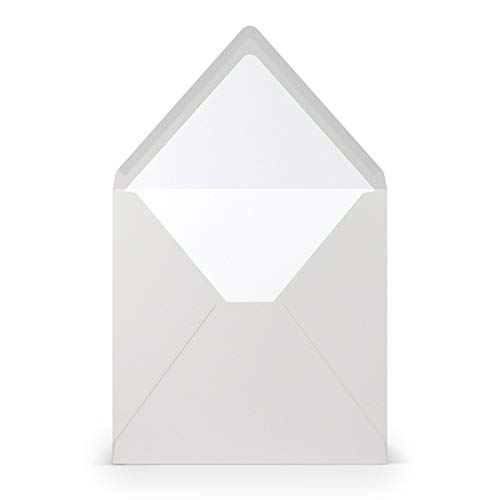 PAPERADO 100 Briefumschläge quadratisch Eisgrau gerippt Hell-Grau - 100 g/m² Kuvert Ohne Fenster 16,4 x 16,4 cm - Hochzeits Umschläge mit Nassklebung spitzer Klappe von PAPERADO