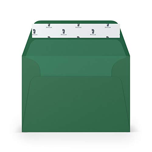 PAPERADO 1000 Briefumschläge DIN C6 Haftklebung mit Seidenfutter Tannengrün gerippt Dunkel-Grün - 100 g/m² Kuvert ohne Fenster 11,4 x 16,2 cm - Umschläge mit breiter Verschlussklappe von PAPERADO