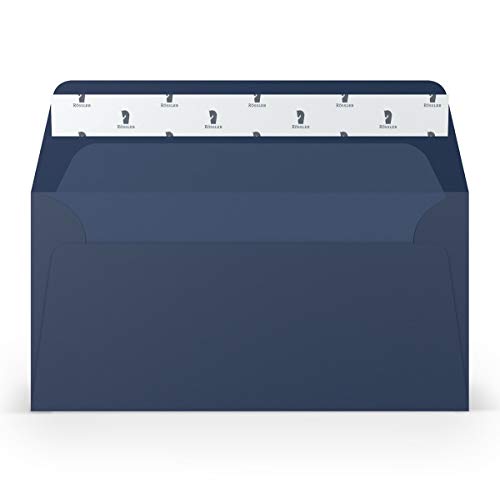 PAPERADO 1000 Briefumschläge DIN lang/DL Haftklebung mit Seidenfutter - Jeans gerippt Dunkel-Blau - 100 g/m² Kuvert ohne Fenster 22 x 11 cm - Umschläge mit Haftklebung breite Klappe von PAPERADO