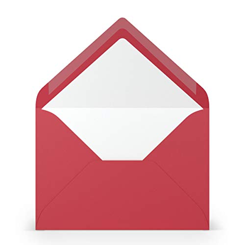 PAPERADO 150 Briefumschläge DIN B6 Rot gerippt - 100 g/m² Kuvert Ohne Fenster 17,8 x 12,5 cm - Umschläge mit Nassklebung spitze Klappe von PAPERADO