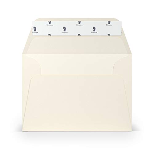 PAPERADO 150 Briefumschläge DIN C6 Haftklebung mit Seidenfutter Ivory gerippt Creme - 100 g/m² Kuvert ohne Fenster 11,4 x 16,2 cm - Umschläge mit breiter Verschlussklappe von PAPERADO