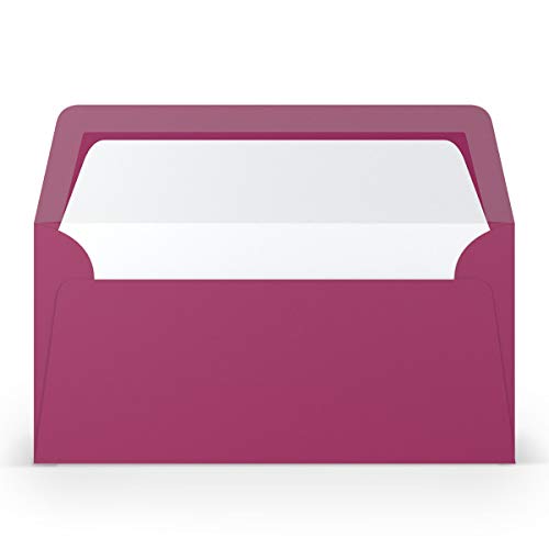 PAPERADO 150 Briefumschläge DIN lang/DL - Amarena gerippt Magenta Violett - 100 g/m² Kuvert ohne Fenster 22 x 11 cm - Umschläge mit Nassklebung gerader Klappe von PAPERADO