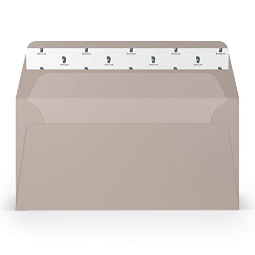 PAPERADO 150 Briefumschläge DIN lang/DL Haftklebung mit Seidenfutter - Taupe gerippt Hell-Braun Schlamm - 100 g/m² Kuvert ohne Fenster 22 x 11 cm - Umschläge mit Haftklebung breite Klappe PAPERADO 150 Briefumschläge DIN lang/DL Haftklebung mit Seidenfutter - Taupe gerippt Hell-Braun Schlamm - 100 g/m² Kuvert ohne Fenster 22 x 11 cm - Umschläge mit Haftklebung breite Klappe von PAPERADO