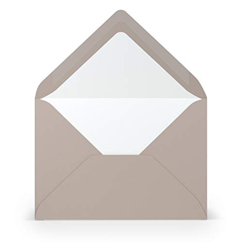 PAPERADO 150 Briefumschläge Taupe gerippt Hell-Braun Schlamm - 100 g/m² Kuvert Ohne Fenster 11,4 x 16,2 cm - Umschläge mit Nassklebung spitze Klappe von PAPERADO