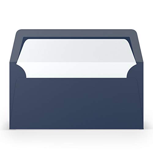 PAPERADO 200 Briefumschläge DIN lang/DL - Jeans gerippt Dunkel-Blau - 100 g/m² Kuvert ohne Fenster 22 x 11 cm - Umschläge mit Nassklebung gerader Klappe von PAPERADO