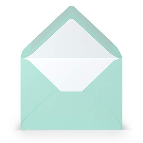 PAPERADO 200 Briefumschläge Karibik gerippt Mint - 100 g/m² Kuvert Ohne Fenster 11,4 x 16,2 cm - Umschläge mit Nassklebung spitze Klappe von PAPERADO