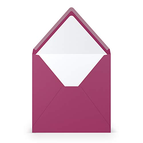 PAPERADO 200 Briefumschläge quadratisch Amarena gerippt Magenta Violett - 100 g/m² Kuvert Ohne Fenster 16,4 x 16,4 cm - Hochzeits Umschläge mit Nassklebung spitzer Klappe von PAPERADO