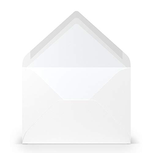 PAPERADO 25 Briefumschläge DIN B6 Weiß gerippt - 100 g/m² Kuvert Ohne Fenster 17,8 x 12,5 cm - Umschläge mit Nassklebung spitze Klappe von PAPERADO