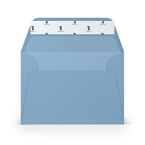 PAPERADO 25 Briefumschläge DIN C6 Haftklebung mit Seidenfutter Dunkelblau gerippt Hell-Blau - 100 g/m² Kuvert ohne Fenster 11,4 x 16,2 cm - Umschläge mit breiter Verschlussklappe von PAPERADO