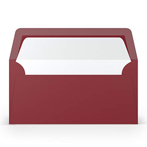 PAPERADO 25 Briefumschläge DIN lang/DL - Rosso gerippt Dunkel-Rot - 100 g/m² Kuvert ohne Fenster 22 x 11 cm - Umschläge mit Nassklebung gerader Klappe von PAPERADO