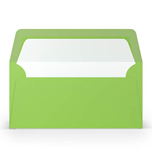 PAPERADO 300 Briefumschläge DIN lang/DL - Apple gerippt Apfel-Grün - 100 g/m² Kuvert ohne Fenster 22 x 11 cm - Umschläge mit Nassklebung gerader Klappe von PAPERADO