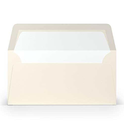 PAPERADO 300 Briefumschläge DIN lang/DL - Ivory gerippt Creme - 100 g/m² Kuvert ohne Fenster 22 x 11 cm - Umschläge mit Nassklebung gerader Klappe von PAPERADO