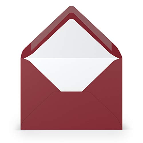 PAPERADO 300 Briefumschläge Rosso gerippt Dunkel-Rot - 100 g/m² Kuvert Ohne Fenster 11,4 x 16,2 cm - Umschläge mit Nassklebung spitze Klappe von PAPERADO