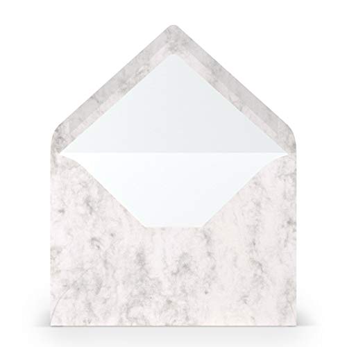 PAPERADO 50 Briefumschläge DIN B6 Grau Mamora Marmor Weiß - 100 g/m² Kuvert Ohne Fenster 17,8 x 12,5 cm - Umschläge mit Nassklebung spitze Klappe von PAPERADO