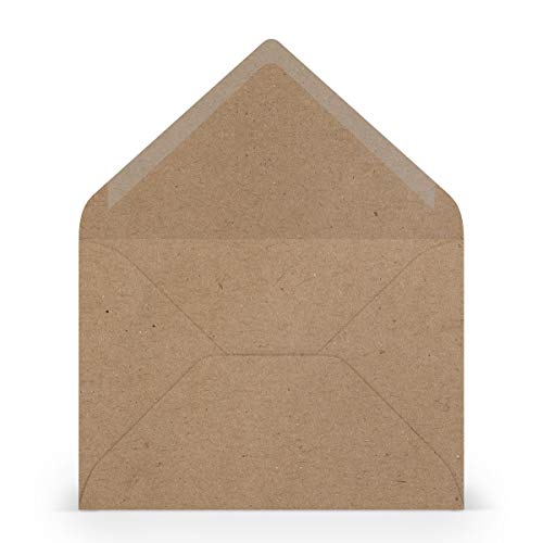 PAPERADO 50 Briefumschläge DIN B6 Kraftpapier - 100 g/m² Kuvert Ohne Fenster 17,8 x 12,5 cm - Umschläge mit Nassklebung spitze Klappe von PAPERADO