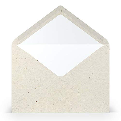 PAPERADO 50 Briefumschläge DIN C5 Terra Vanilla Creme Beige - 100 g/m² Kuvert Ohne Fenster 15,7 x 22,5 cm - Umschläge mit Nassklebung spitzer Klappe von PAPERADO