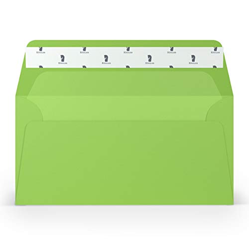 PAPERADO 50 Briefumschläge DIN lang/DL Haftklebung mit Seidenfutter - Apple gerippt Apfel-Grün - 100 g/m² Kuvert ohne Fenster 22 x 11 cm - Umschläge mit Haftklebung breite Klappe PAPERADO 50 Briefumschläge DIN lang/DL Haftklebung mit Seidenfutter - Apple gerippt Apfel-Grün - 100 g/m² Kuvert ohne Fenster 22 x 11 cm - Umschläge mit Haftklebung breite Klappe von PAPERADO