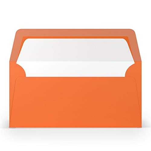 PAPERADO 50 Briefumschläge DIN lang/DL - Orange gerippt - 100 g/m² Kuvert ohne Fenster 22 x 11 cm - Umschläge mit Nassklebung gerader Klappe von PAPERADO