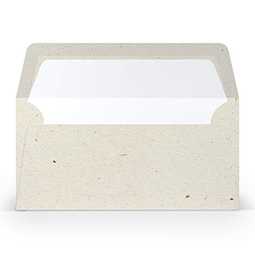 PAPERADO 50 Briefumschläge DIN lang/DL - Terra Vanilla Creme Beige - 100 g/m² Kuvert ohne Fenster 22 x 11 cm - Umschläge mit Nassklebung gerader Klappe von PAPERADO