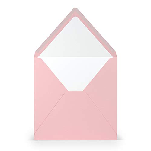 PAPERADO 50 Briefumschläge quadratisch Flamingo gerippt Lila - 100 g/m² Kuvert Ohne Fenster 16,4 x 16,4 cm - Hochzeits Umschläge mit Nassklebung spitzer Klappe von PAPERADO