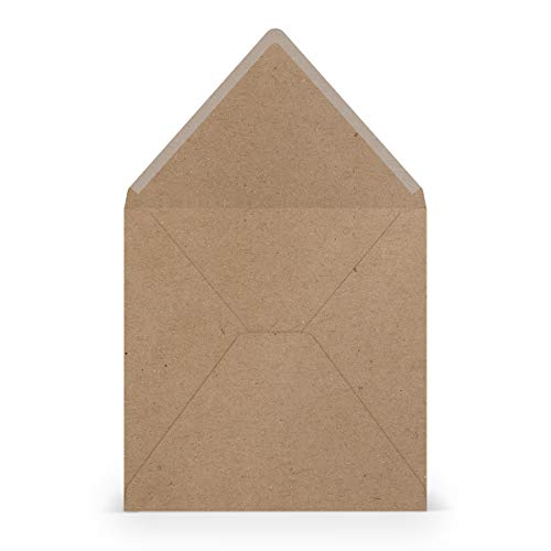 PAPERADO 50 Briefumschläge quadratisch Kraftpapier - 100 g/m² Kuvert Ohne Fenster 16,4 x 16,4 cm - Hochzeits Umschläge mit Nassklebung spitzer Klappe von PAPERADO