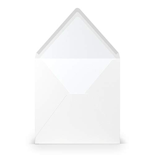 PAPERADO 50 Briefumschläge quadratisch Weiß gerippt - 100 g/m² Kuvert Ohne Fenster 16,4 x 16,4 cm - Hochzeits Umschläge mit Nassklebung spitzer Klappe von PAPERADO