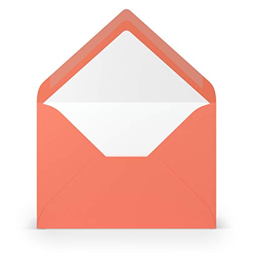 PAPERADO 75 Briefumschläge DIN B6 Coral gerippt Lachs Aprikose - 100 g/m² Kuvert Ohne Fenster 17,8 x 12,5 cm - Umschläge mit Nassklebung spitze Klappe von PAPERADO